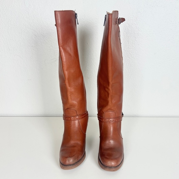 Vintage Heeled Leather Cognac Boots - Picture 4 of 7